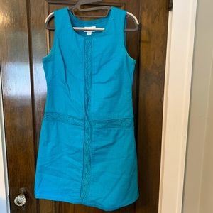 Turquoise dress with lace detail